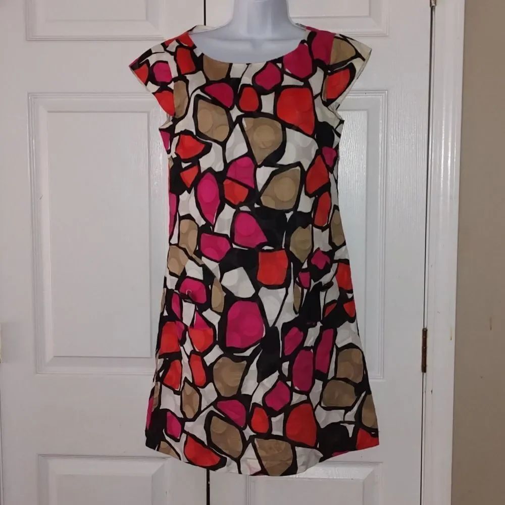Kim Rogers cap sleeve multicolor dress Sz 6